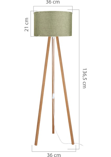 Lambader Abajur Yeşil 3 Ayaklı Tripod Kumaş Ahşap Üç Ayak modelleri