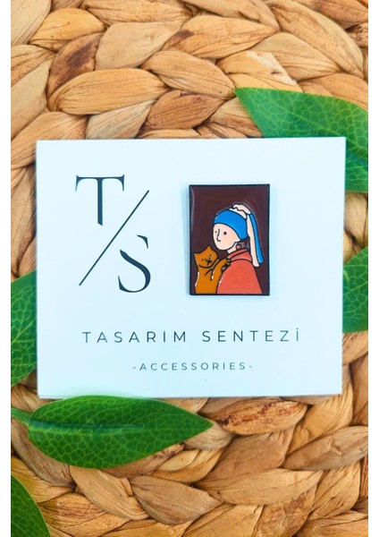 Rozet Metal Broş Inci Kupeli Kız Tablosu Resim Kedi Yaka Okul Çanta Kıyafet Şapka Takı Aksesuar