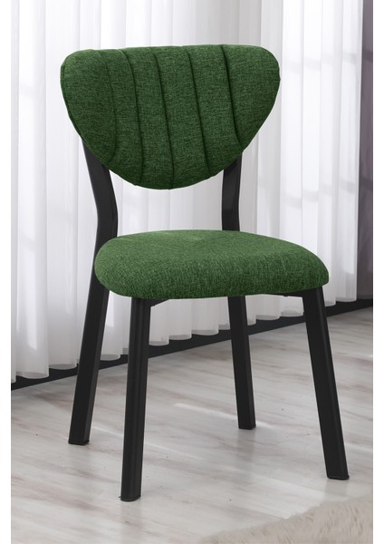 Elma Modeli Kare Mutfak Masa Sandalye Takımı 4 Sandalye 1 Siyah Mermer Desen Masa 70X70 Keten Kumaş