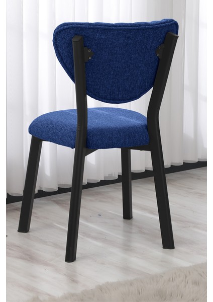 Elma Modeli Yuvarlak Mutfak Masa Sandalye Takımı, 4 Sandalye 1 Sabit Ceviz Masa 90X90 Cm, Keten Kumaş
