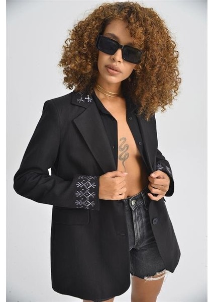 Leomie Nakışlı Blazer Ceket 6106
