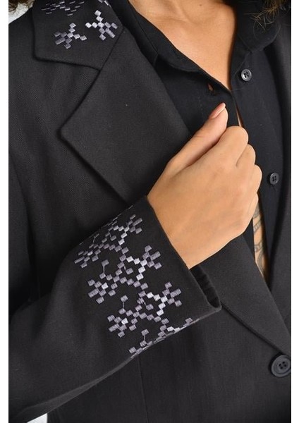 Leomie Nakışlı Blazer Ceket 6106