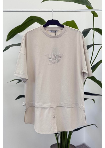 1018 Tunik Tshirt - Taş