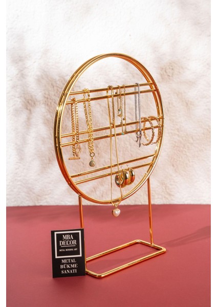 Altın Renk Metal Takı Kutusu, Düzenleyici ve Dekoratif Aksesuar.