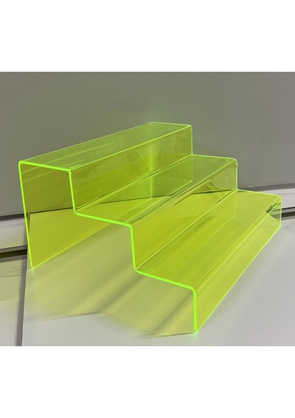 3 Katlı Fosforlu Yeşil Merdiven Stand, 30CM Neon Yeşil, Şık ve Pratik Tasarım