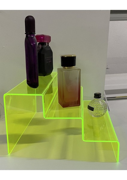 3 Katlı Fosforlu Yeşil Merdiven Stand, 30CM Neon Yeşil, Şık ve Pratik Tasarım modelleri