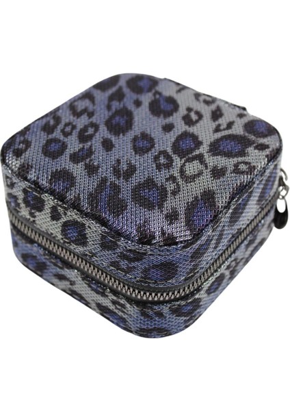 Mor Leopar Desenli Fermuarlı Takı ve Seyahat Çantası