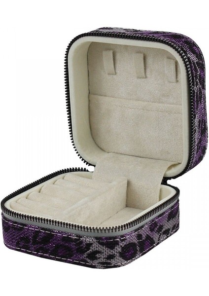 Mor Leopar Desenli Fermuarlı Takı ve Seyahat Çantası fiyatları