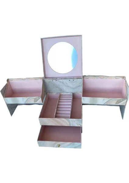 Şık Pembe Kutulu Aynalı Takı Saklama Organizeri modelleri
