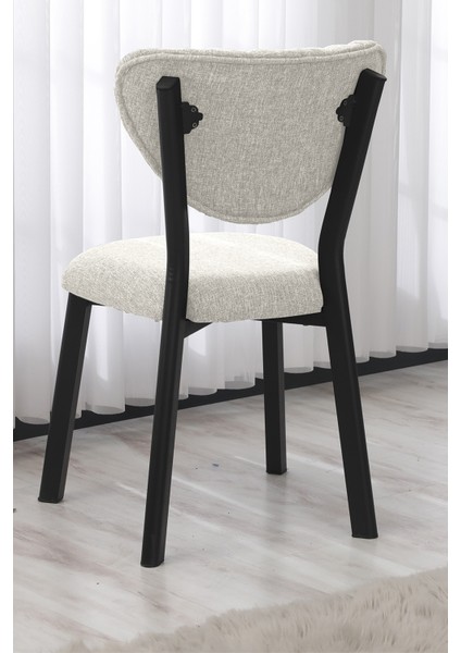 Elma Modeli Kare Mutfak Masa Sandalye Takımı 4 Sandalye 1 Siyah Mermer Desen Masa 70X70 Keten Kumaş fırsatları