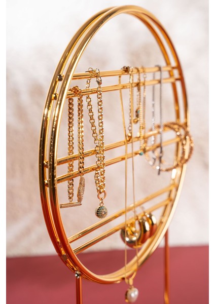 Altın Renk Metal Takı Kutusu, Düzenleyici ve Dekoratif Aksesuar.