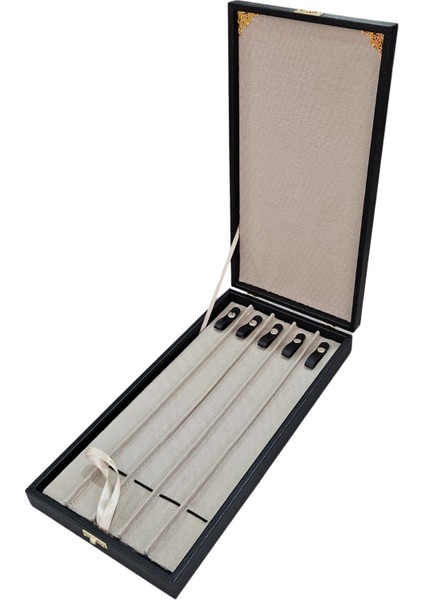 5'li Tesbih Standı, Ahşap Kasa, Siyah Deri, 18X35 Cm, Şık ve Kullanışlı Tasarım modelleri