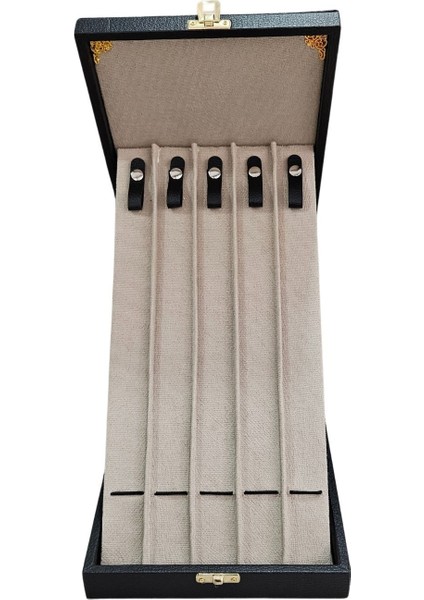 5'li Tesbih Standı, Ahşap Kasa, Siyah Deri, 18X35 Cm, Şık ve Kullanışlı Tasarım fırsatları