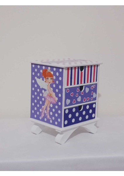 Mor Ahşap Çekmeceli Dekoratif ve Takı Kutusu 12,5X15X20 cm