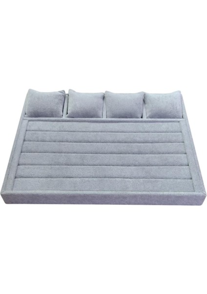 Kademeli Gri Süet Takı ve Saat Düzenleyici, Şık ve Kullanışlı Tasarım fiyatları