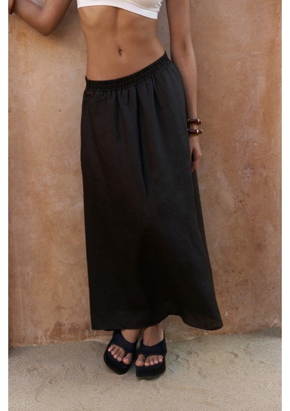 Fiametta Salaş Acı Kahve Keten Yelek Etek Takım