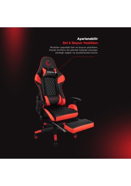 STYLES KL-R61 Kırmızı/Siyah Oyuncu Koltuğu