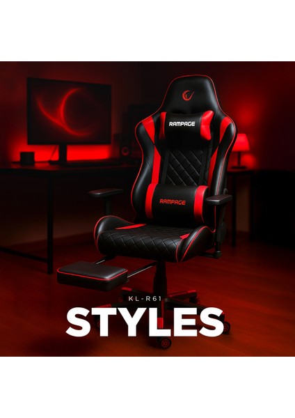 STYLES KL-R61 Kırmızı/Siyah Oyuncu Koltuğu