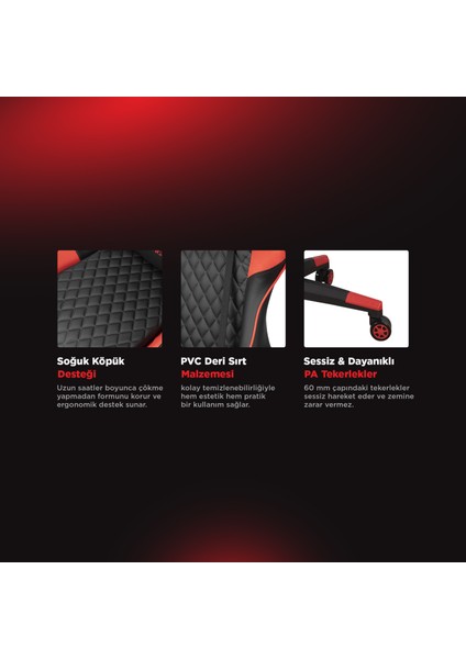 STYLES KL-R61 Kırmızı/Siyah Oyuncu Koltuğu