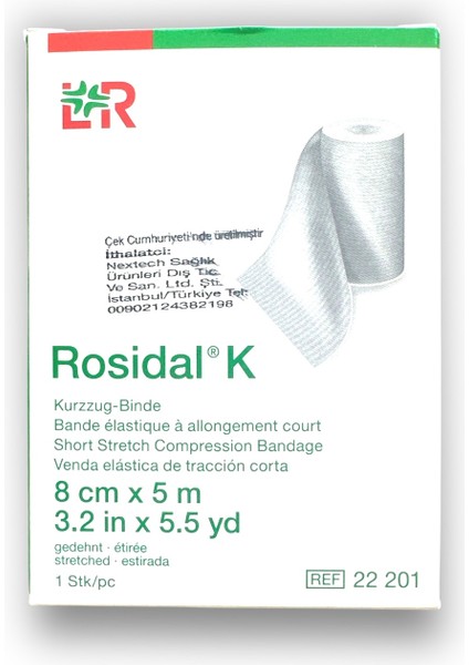 Rosidal K Kısa Gerilimli Kompresyon Bandajı 8 cm x 5 M - Ref 22201