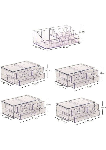 Çok Katlı Akrilik Makyaj ve Takı Organizer Seti, 12 Çekmeceli, Gri fiyatları