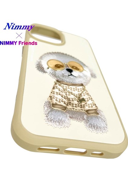 iPhone 15 Uyumlu 3D Gözlük Zincir Rich Kedi Detaylı Nakış İşlemeli Kabartmalı Cool Glasses Kılıf