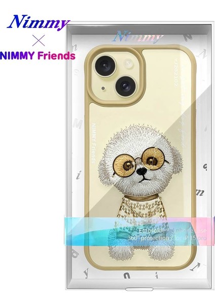 iPhone 15 Uyumlu 3D Gözlük Zincir Rich Kedi Detaylı Nakış İşlemeli Kabartmalı Cool Glasses Kılıf