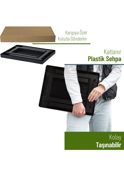 Katlanabilir Plastik Kamp Masası Sehpa 2 Adet Kamp Taburesi