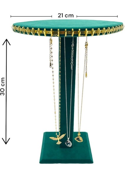 Yeşil Renkli Çift Taraflı Tesbih ve Kolye Standı, Şık ve Kullanışlı Tasarım