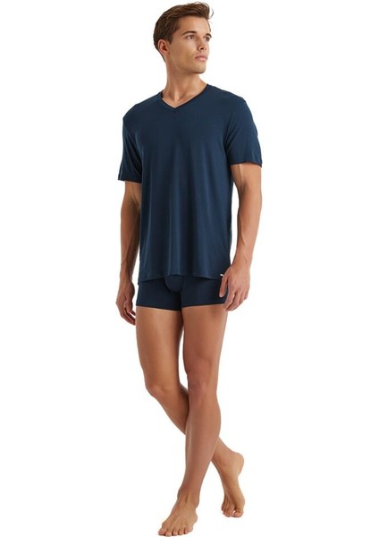 Silver V Yaka Kısa Kol Lacivert T-Shirt C8T0N3O9 fiyatları