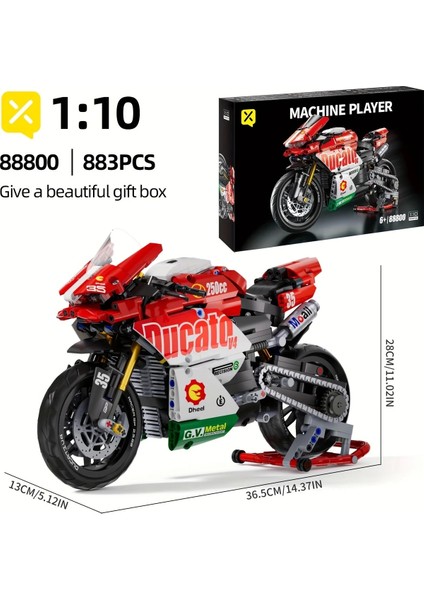 Dukato Motosiklet V4 Yapı Blok 883 Parça 1:10 Kolay Kurulum ve Kullanım, Doğum Günü Hediye Oyuncak Çocuklar ve Yetişkinler Için Uygun