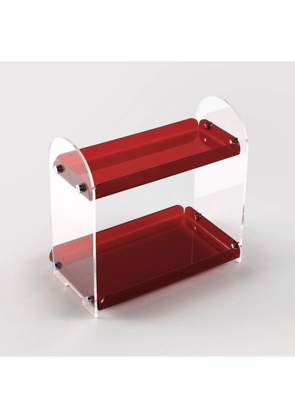 Şeffaf ve Bordo 2 Katlı Çok Amaçlı Düzenleyici, Şık ve Fonksiyonel Tasarım