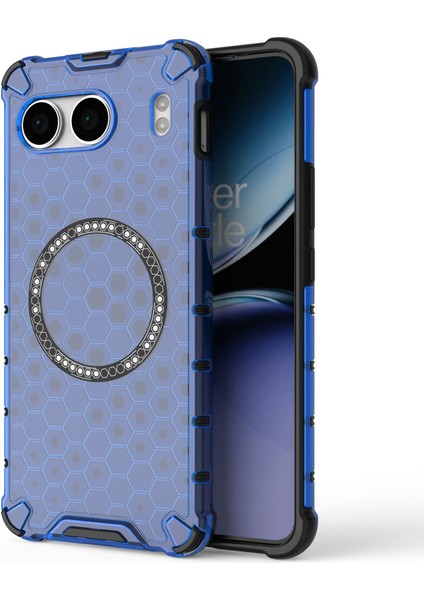 Oneplus Nord 4 Kılıfı Magsafe Honeycomb Tasarım Tpu+Pc Telefon Kılıfı-Mavi ile Uyumlu (Yurt Dışından)