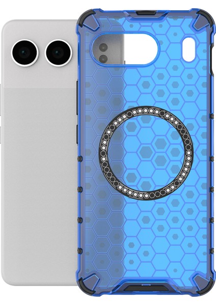 Oneplus Nord 4 Kılıfı Magsafe Honeycomb Tasarım Tpu+Pc Telefon Kılıfı-Mavi ile Uyumlu (Yurt Dışından)