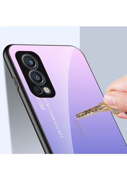 Degrade Temperli Cam + Tpu Çerçeve Hibrit Ince Darbeye Dayanıklı Koruyucu Kapak Kılıfı Oneplus Nord 2 5g Için - Degrade Mavi Siyah (Yurt Dışından) fırsatları