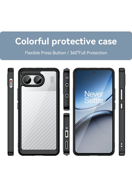 Oneplus Nord 4 Darbeye Dayanıklı Kılıf Tpu+Akrilik Koruyucu Şeffaf Telefon Kılıfı-Siyah (Yurt Dışından)