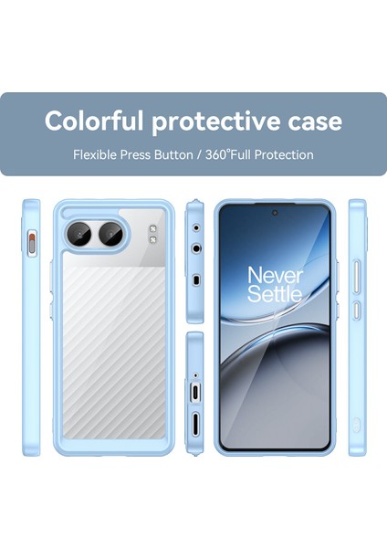 Oneplus Nord 4 Darbeye Dayanıklı Kılıf Tpu+Akrilik Koruyucu Şeffaf Telefon Kılıfı-Mavi (Yurt Dışından)