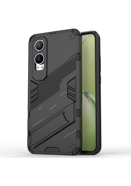 Oneplus Nord Ce4 Lite 5g/oppo K12X 5g (Çin) Kılıf Kickstand Hibrit Sert Pc Yumuşak Tpu Telefon Kılıfı-Siyah (Yurt Dışından)