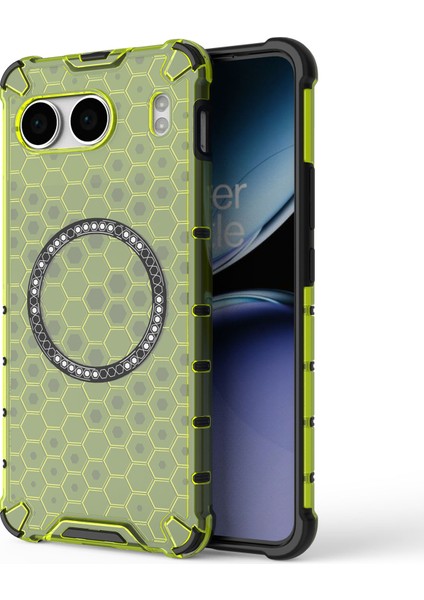 Oneplus Nord 4 Kılıfı Magsafe Honeycomb Tasarım Tpu+Pc Telefon Kılıfı-Yeşil ile Uyumlu (Yurt Dışından)