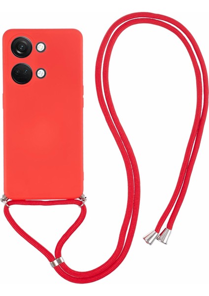 Oneplus Ace 2V/NORD 3 5g Kılıf Tpu Fiber Astarlı Koruyucu Telefon Kılıfı Uzun Askılı-Kırmızı (Yurt Dışından)