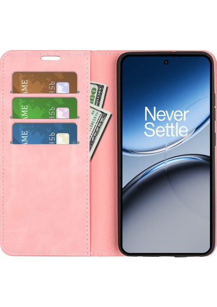 Oneplus Nord 4 Kılıf Skin-Touch Deri Cüzdan Telefon Kılıfı-Pembe (Yurt Dışından)