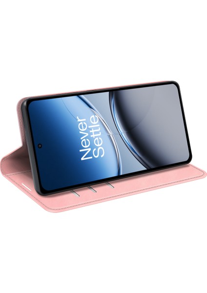 Oneplus Nord 4 Kılıf Skin-Touch Deri Cüzdan Telefon Kılıfı-Pembe (Yurt Dışından)