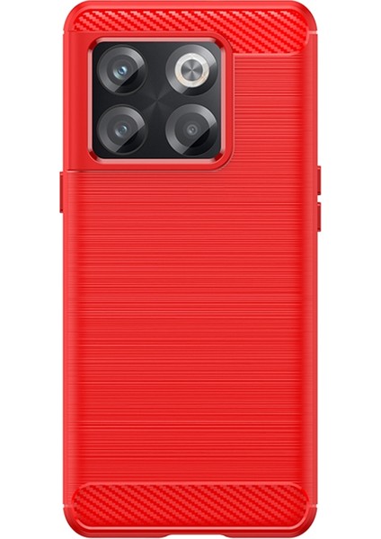 Oneplus 10T 5g Için Karbon Fiber Dokulu Telefon Kılıfı, Yumuşak Tpu Slim Fit Toz Önleyici Fırçalanmış Telefon Kılıfı-Kırmızı (Yurt Dışından)