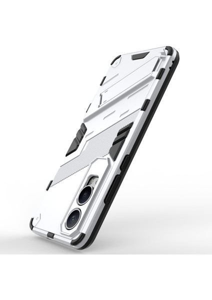 Oneplus Nord Ce4 Lite 5g/oppo K12X 5g (Çin) Kılıf Kickstand Hibrit Sert Pc Yumuşak Tpu Telefon Kılıfı-Beyaz (Yurt Dışından)
