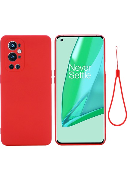Oneplus 9 Pro-Kırmızı Için El Kayışlı Sıvı Silikon Yumuşak Kapaklı Kılıf (Yurt Dışından)