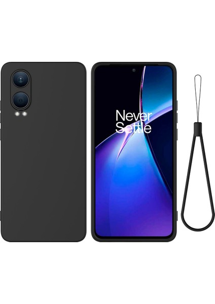 Oppo K12X 5g (Çin)/oneplus Nord Ce4 Lite 5g Kılıf Sıvı Silikon Düşmeye Karşı Dayanıklı Telefon Kılıfı El Kayışı Ile-Siyah (Yurt Dışından)