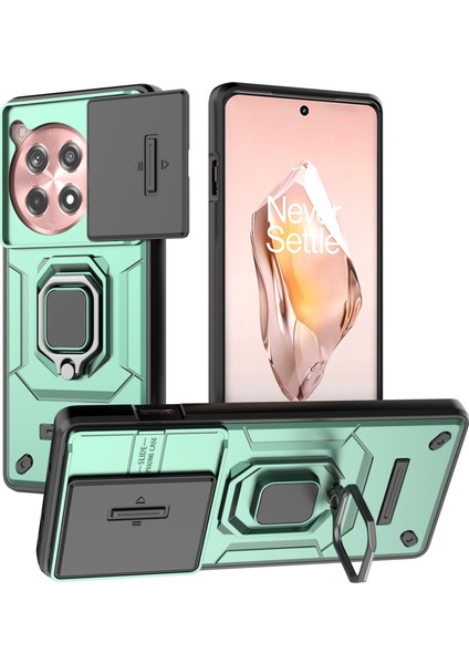 Oneplus Ace 3 5g/oneplus 12R 5g Kılıf Pc+Tpu Telefon Kılıfı Kayar Lens Kapağı-Yeşil (Yurt Dışından)
