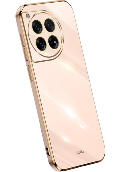 Xınlı Oneplus 12 5g Kılıf Galvanik Tpu Telefon Kılıfı Hassas Lens Koruması-Pembe (Yurt Dışından)