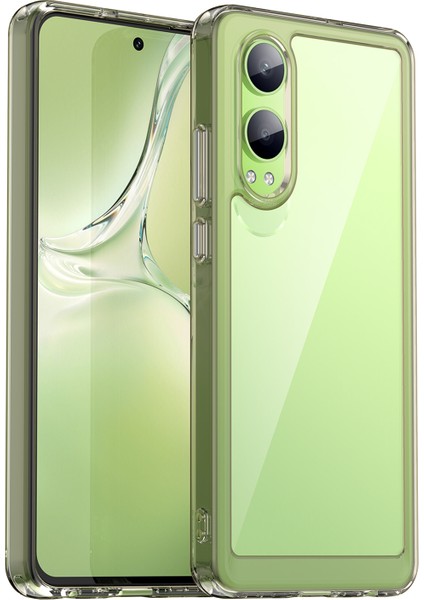 Oppo K12X 5g (Çin)/oneplus Nord Ce4 Lite 5g Kılıf Koruyucu Tpu+Akrilik Telefon Kılıfı-Şeffaf Gri (Yurt Dışından)