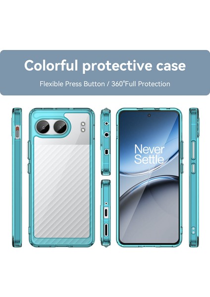 Oneplus Nord 4 Darbeye Dayanıklı Kılıf Tpu+Akrilik Koruyucu Şeffaf Telefon Kılıfı-Şeffaf Mavi (Yurt Dışından)